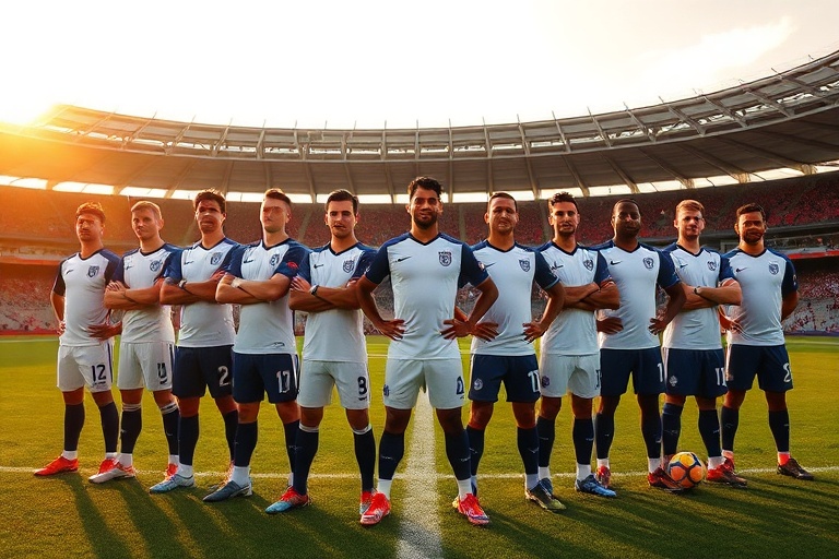 A dynamic action shot of England players in a training session, featuring a mix of veterans like Harry Kane and Jordan Pickfo