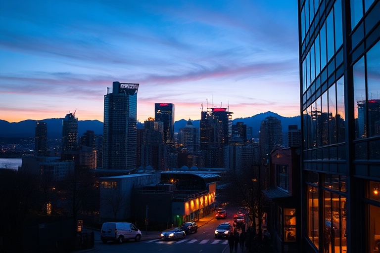A panoramic view of Ulaanbaatar at dusk, showcasing the contrast between traditional ger districts in the foreground and mode