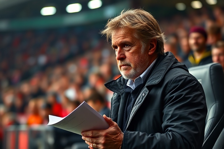 A dynamic action shot of Jorge Jesus in a tactical huddle on the sidelines, surrounded by players in Benfica or Flamengo kits