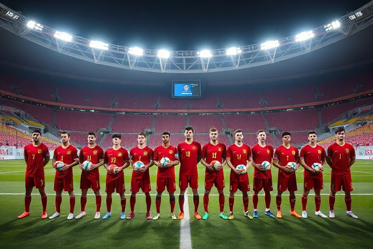 A training session of Spain’s 2022 World Cup squad in Qatar, featuring players like Gavi, Pedri, and Sergio Busquets in actio