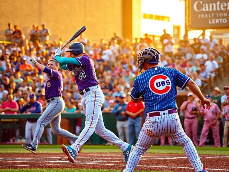 A split-screen image of Zac Gallen (Diamondbacks pitcher) in mid-windup and Nico Hoerner (Cubs infielder) preparing to hit, w