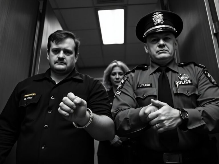 A split image showing Craig and Lindsay Foreman on one side, with a tense police interaction captured on bodycam on the other