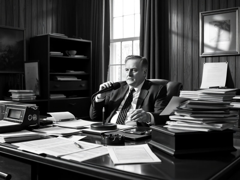 A professional portrait of Mike Rogers in a suit, standing in front of an American flag with digital security elements subtly