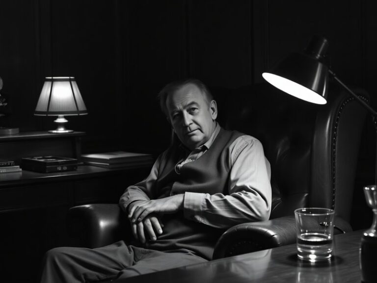 A formal portrait of Lord Mann in the House of Lords chamber, wearing a suit and tie, with a serious but thoughtful expressio