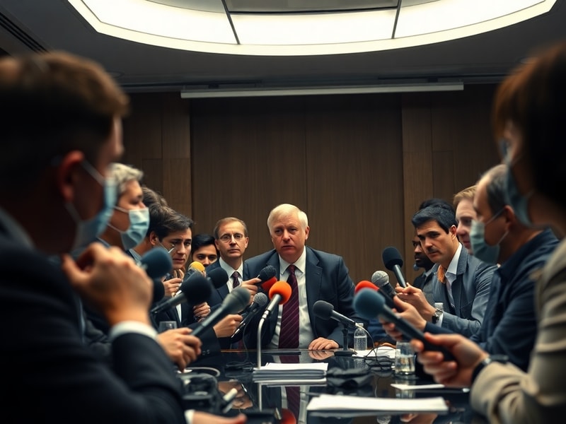 A split-screen image: one side shows a corporate boardroom with legal documents and a judge’s gavel, representing legal discl