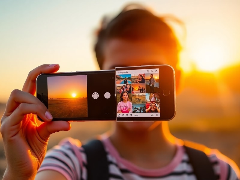 A split-screen image showing the standard Instagram interface on one side and the enhanced Instagram Plus dashboard on the ot
