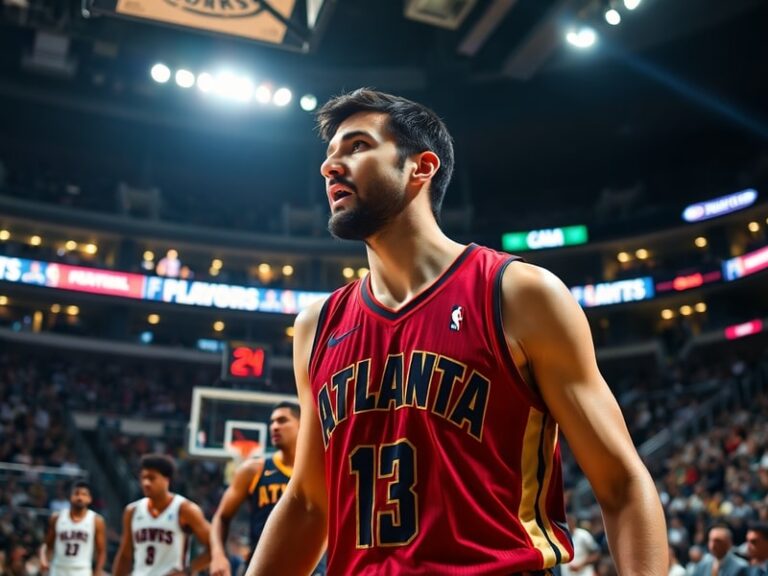 A dynamic action shot of Zaza Pachulia in a Golden State Warriors uniform, mid-game, setting a screen with intense focus. The