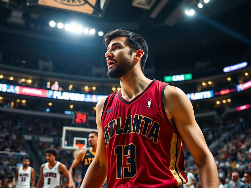 A dynamic action shot of Zaza Pachulia in a Golden State Warriors uniform, mid-game, setting a screen with intense focus. The