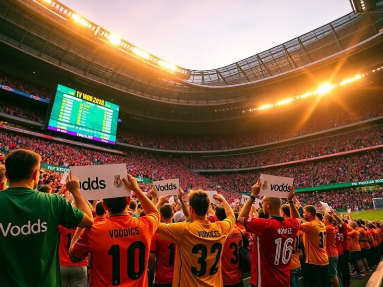 A dynamic collage featuring the World Cup trophy surrounded by team logos of top contenders like Brazil, Argentina, and Franc