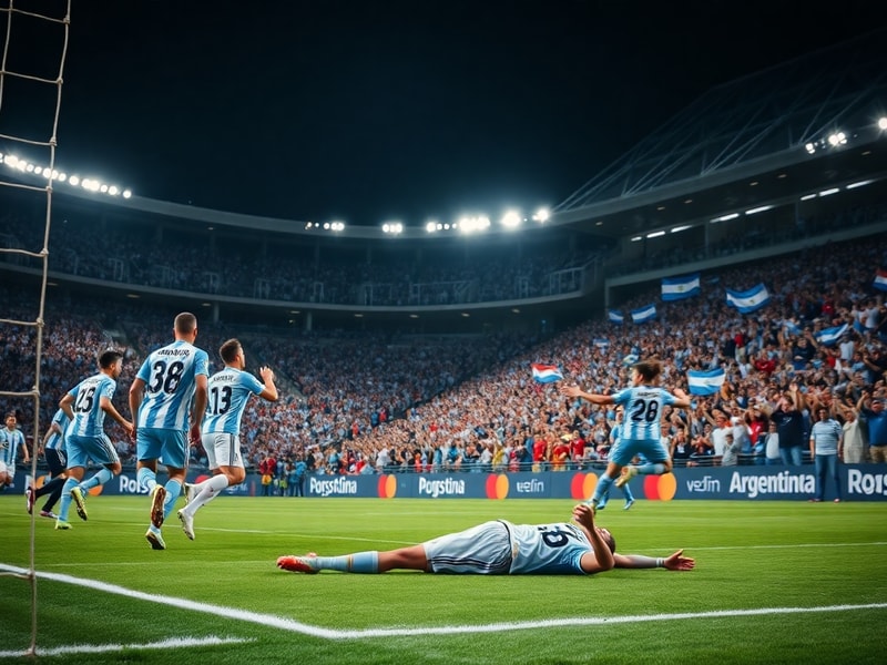 A dynamic action shot of Lionel Messi controlling the ball during the Argentina vs Honduras match, with Honduran defenders in