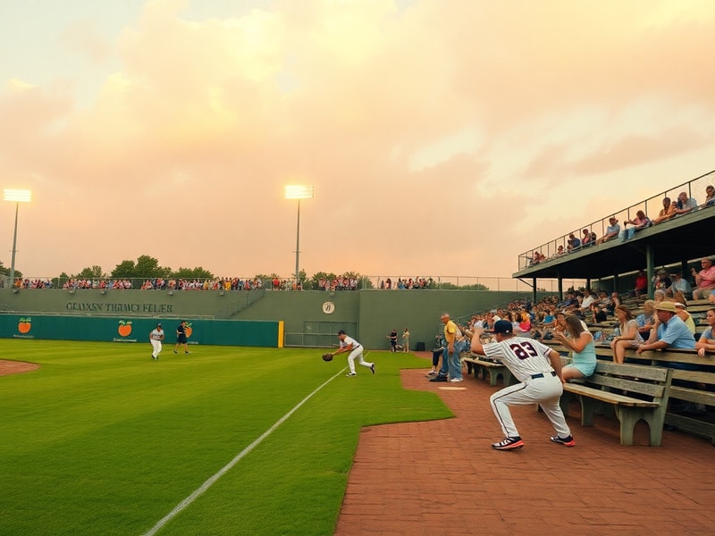 A vibrant scene at Truist Park during a Braves game, with fans in team colors, the scoreboard in the background, and the Geor