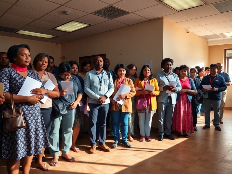 A diverse group of people holding passports and digital devices, symbolizing the intersection of traditional and digital citi