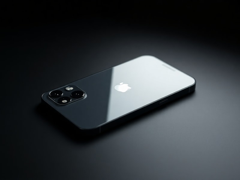 A sleek Apple iPhone 17 Pro Max displayed on a modern desk with a blurred urban cityscape in the background, emphasizing its