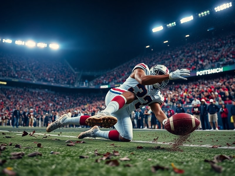 A dynamic action shot of Dalton Rushing mid-slide into the end zone, with Georgia Bulldogs teammates and Texas Longhorns defe