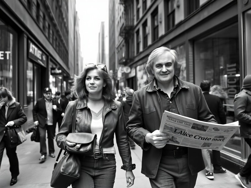 A split-screen image of Alice and Steve mid-laugh, one side showing a casual behind-the-scenes moment and the other a polishe