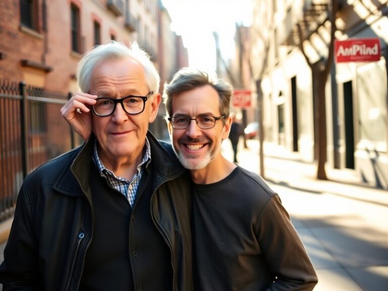 A candid photo of Dylan Harper and his father, Mark Harper, walking together in an urban setting, with a warm and supportive