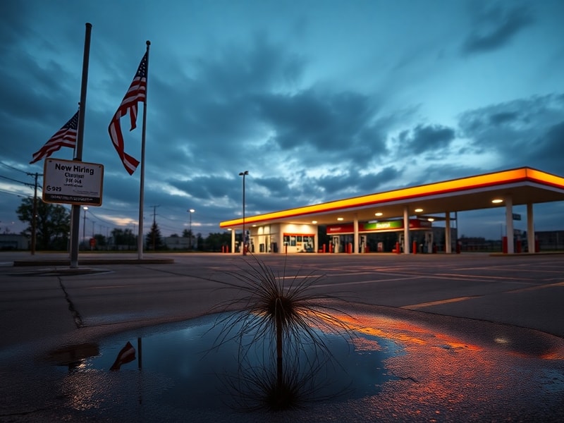 A Sam's Club gas station sign with the iconic blue and yellow logo, set against the backdrop of a parking lot. The station ap