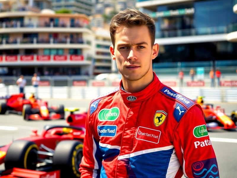 Pierre Gasly in his AlphaTauri racing suit celebrating on the podium at the 2020 Italian Grand Prix in Monza, rain-soaked tra