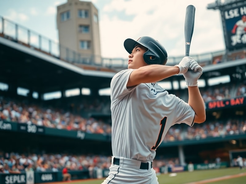 A dynamic action shot of Jung Hoo Lee in a Kiwoom Heroes uniform during a KBO game, mid-swing with a focused expression, surr