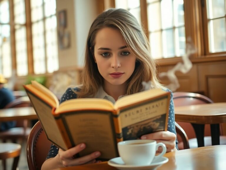 A candid portrait of Jemma Stapleton sitting in a cluttered home office, surrounded by books and notebooks, with soft natural