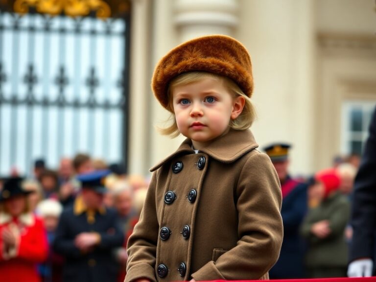 A photograph of Princess Charlotte walking alongside Prince William and Prince George during Trooping the Colour at Horse Gua