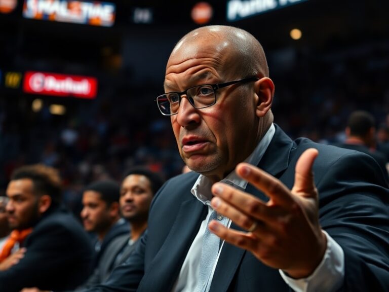 A mid-game photo of Rick Brunson coaching from the Celtics' bench, wearing a suit, with players and staff blurred in the back