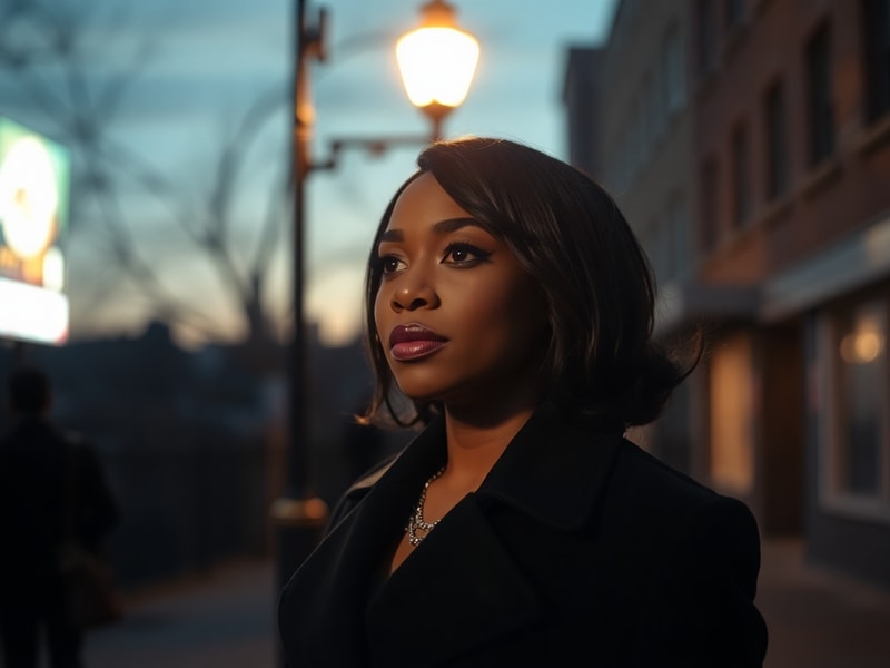 A professional portrait of Regina Hall in a stylish yet understated setting, possibly mid-conversation with a warm, approacha