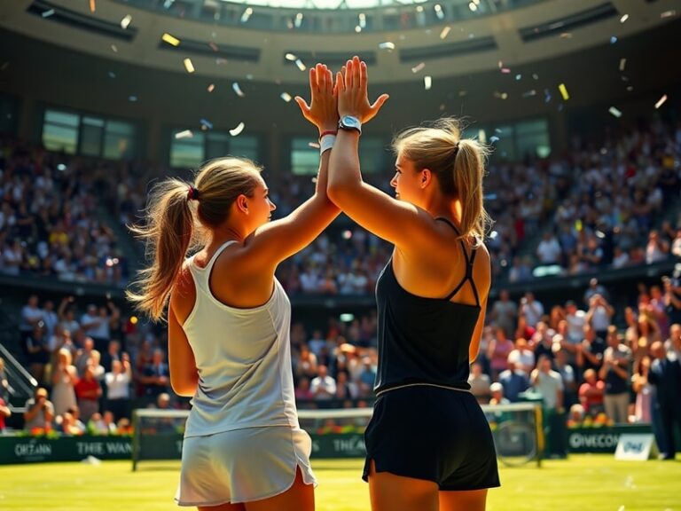 A vibrant collage of top female athletes from different sports (tennis, soccer, basketball, cricket) celebrating victories wi