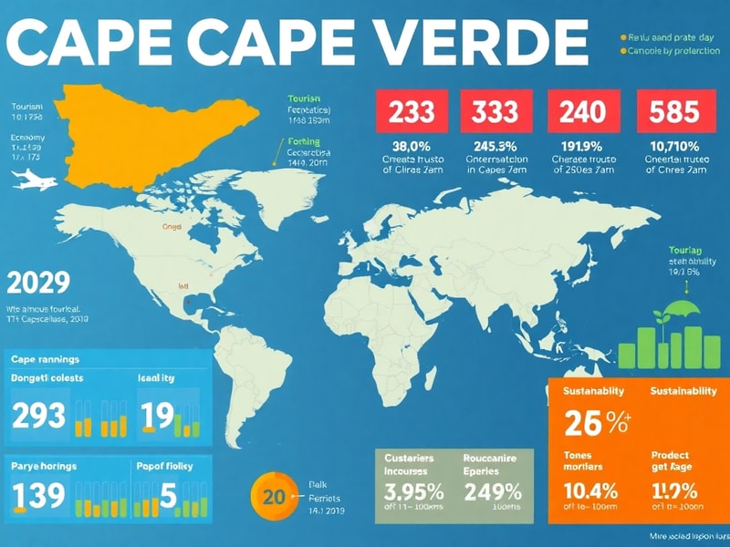 A panoramic view of the island of Sal in Cape Verde, featuring pristine beaches, luxury resorts, and wind turbines against a