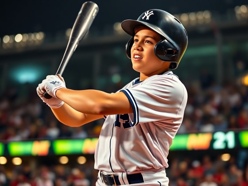 A dynamic action shot of Junior Caminero mid-swing during a game, wearing the Tampa Bay Rays uniform with a focused expressio