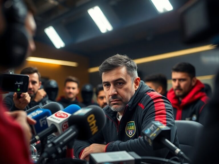 A split-screen image: on the left, Amir Ghalenoei speaking at a press conference with a serious expression; on the right, a c