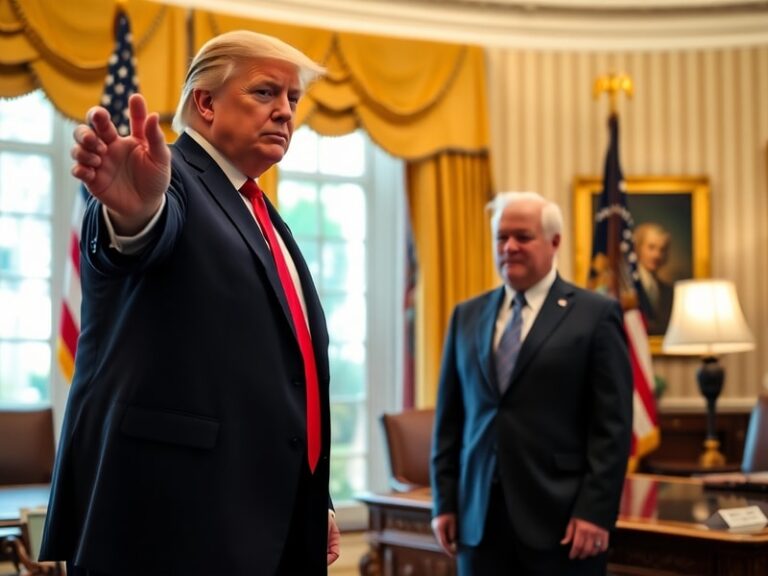 A split-image illustration showing Donald Trump in a suit on one side and UFC fighters in action in an octagon on the other,