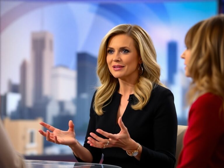 A professional headshot of Elisabeth Hasselbeck mid-speech, wearing a blazer with a serious expression, set against a neutral