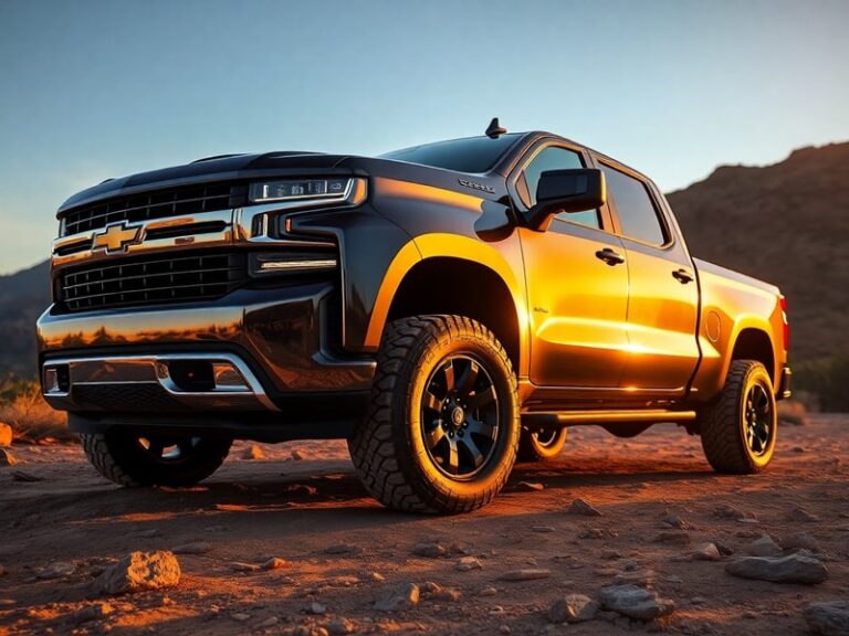 A high-angle shot of the 2027 Chevrolet Silverado in metallic silver, parked on an open highway with mountains in the backgro