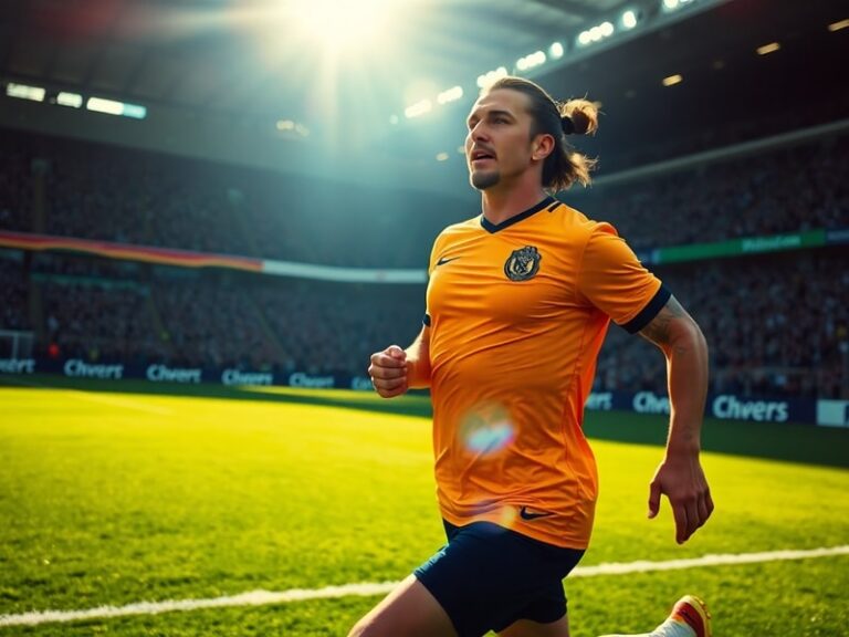 A dynamic action shot of Zlatan Ibrahimovic mid-game, wearing his AC Milan jersey, leaping to head the ball with intense focu