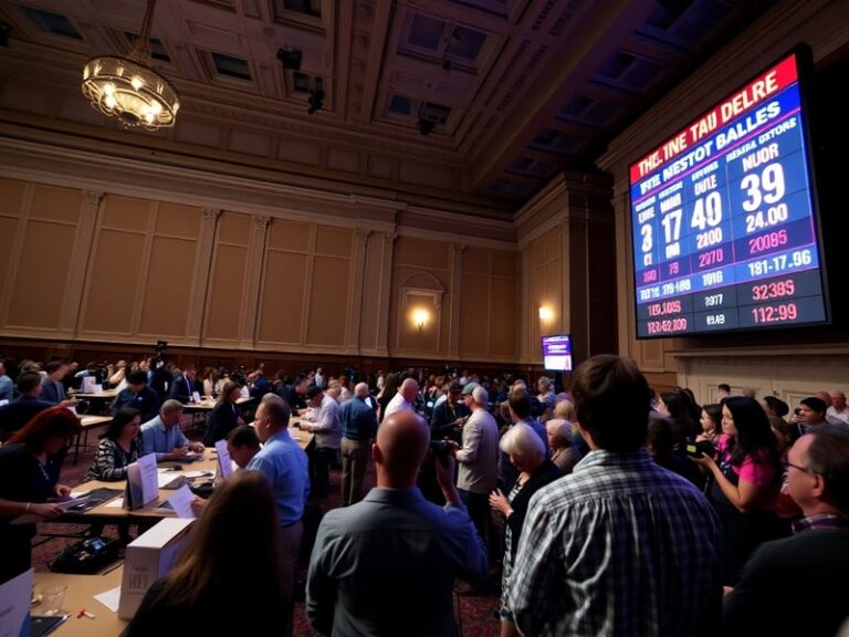 A split-image visual: one side showing an Oklahoma state flag with election ballot boxes, the other side showing a diverse gr