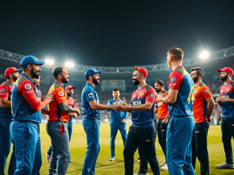 A vibrant split-screen image: on the left, Indian athletes in traditional and modern sportswear celebrating victory; on the r