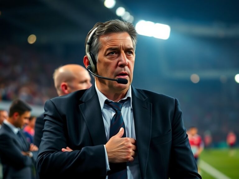 A dynamic action shot of Carlos Queiroz on the touchline during a match, dressed in a tactical vest and focused expression, w