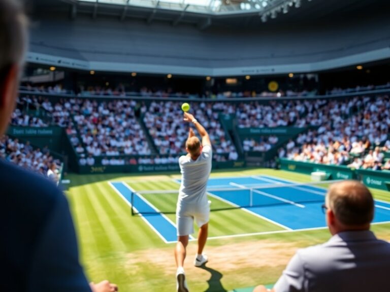 A vibrant scene from the Halle Open at the Gerry Weber Stadion, showing players in action on the lush green grass court, surr