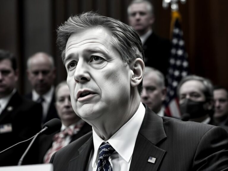 A mid-career portrait of Mike Rogers in a suit, speaking at a podium with an American flag in the background, conveying leade