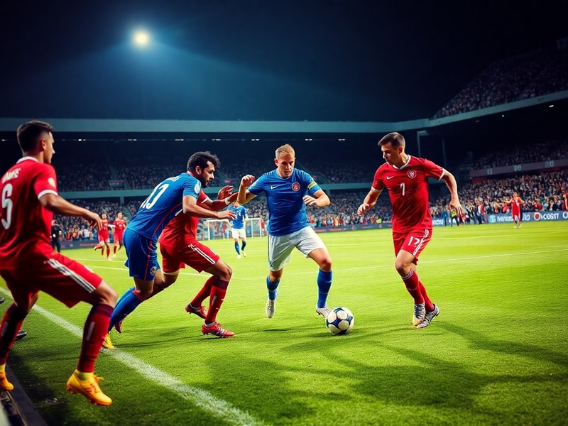 A mid-match shot from a past Türkiye vs Paraguay game, showing players in action on a well-lit stadium pitch with fans blurre