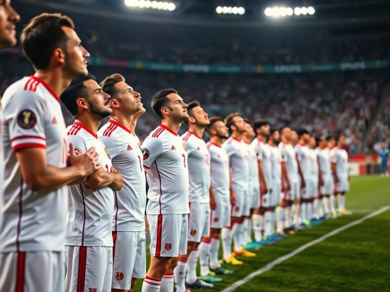 Estadio lleno con aficionados turcos y paraguayos, jugadores en acción durante el partido, ambiente vibrante con banderas de