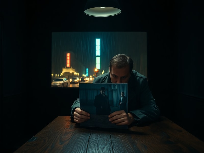 A tense scene from Netflix’s 'I Will Find You' featuring a detective in a Berlin alley, neon lights reflecting off rain-slick