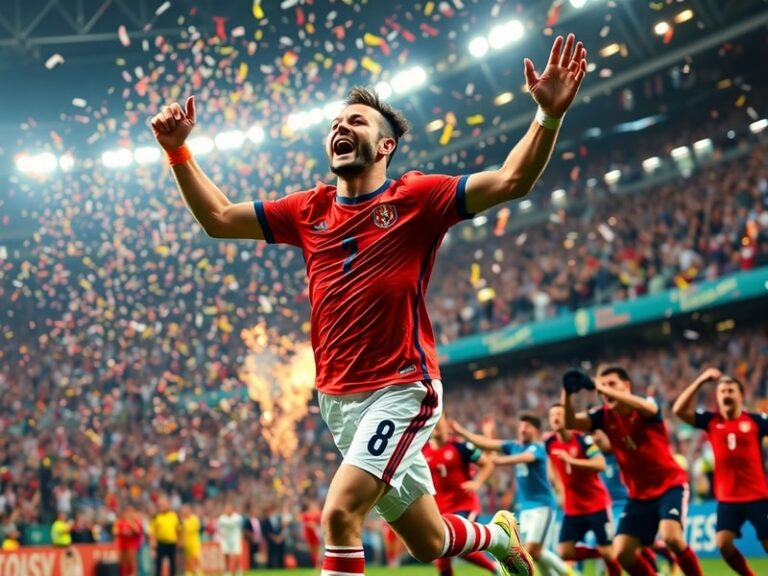A vibrant stadium filled with fans from diverse backgrounds, showcasing the 2026 World Cup logo and a soccer match in progres