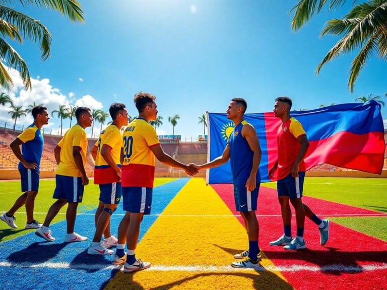 A tense moment from the Ecuador vs Curaçao match, with Ecuador's Enner Valencia in mid-air attempting a header while Curaçao