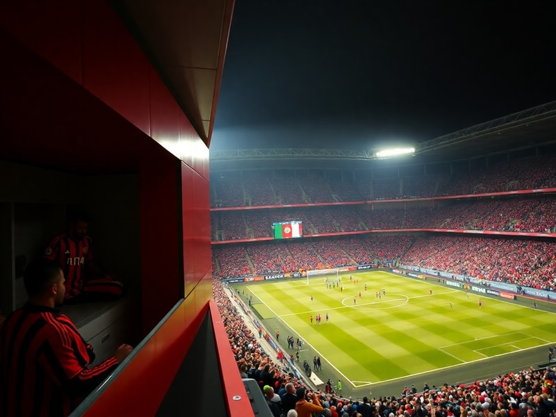 A wide-angle shot of the Belgium vs Iran match at the 2022 World Cup, showing both teams in action with Qatar’s desert stadiu