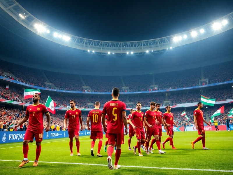 A split-screen image showing Belgium's golden generation in action against Iran's defensive setup during the 2018 World Cup m