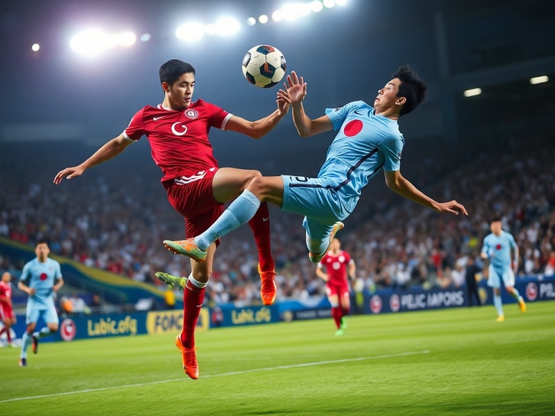 Fotografía del gol de Japón a Túnez en el Mundial Qatar 2022, mostrando a Maya Yoshida cabeceando en el área y al portero tun