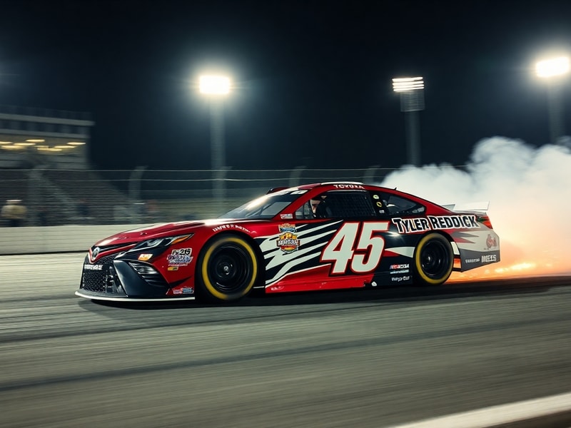 Tyler Reddick in a No. 8 Richard Childress Racing Chevrolet, mid-race on a road course with blurred background, cockpit view