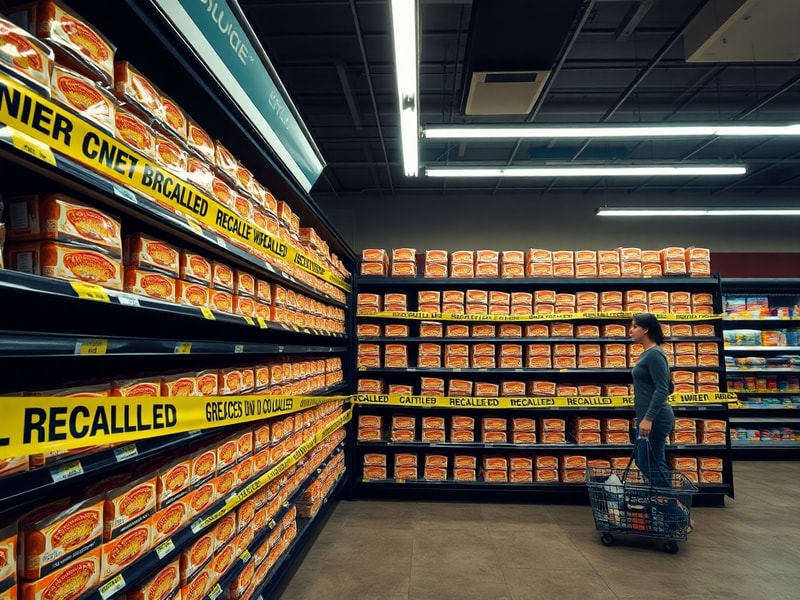 A split-image showing a pristine bakery on one side and a contaminated loaf on the other, with a global map overlay highlight